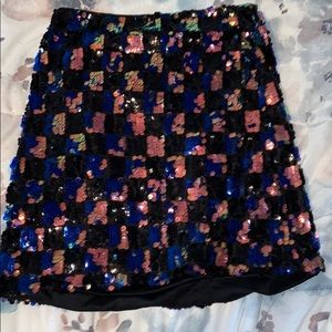 Checkered Sequined Skirt